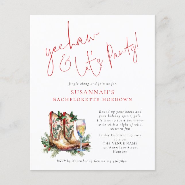 Budget Boots Bubbly Christmas vrijgezellenfeest (Voorkant)