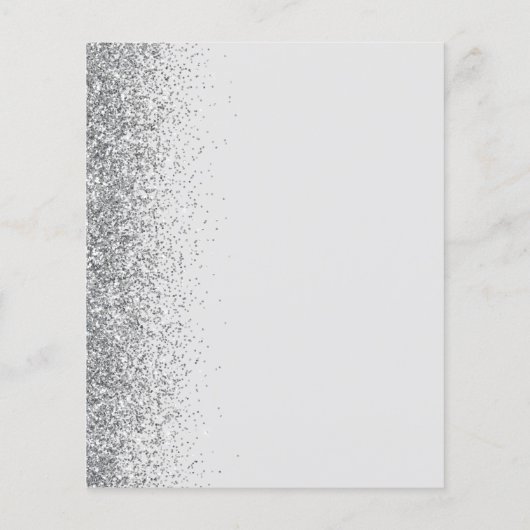 Budget Bord Grijs Zilver Glitter Bruiloft Menu (Achterkant)