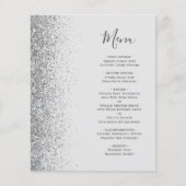 Budget Bord Grijs Zilver Glitter Bruiloft Menu (Voorkant)