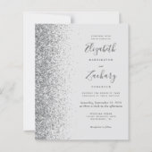 Budget Bord Grijs Zilver Glitter Bruiloft Uitnodig (Voorkant)