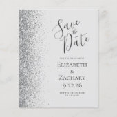 Budget Bord Grijs Zilver Glitter Save the Date (Voorkant)