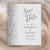 Budget Bord Grijs Zilver Glitter Save the Date