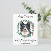 Budget Border Collie Dog Merry Briefkaart met Kers (Staand voorkant)