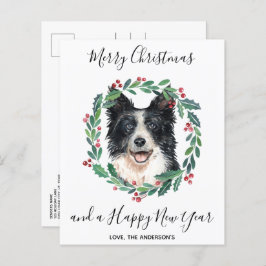 Budget Border Collie Dog Merry Briefkaart met Kers
