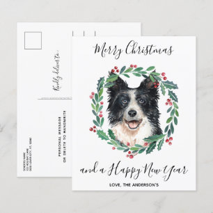 Budget Border Collie Dog Merry Briefkaart met Kers