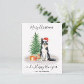 Budget Border Collie Dog Merry Kerstmis Kaart (Staand voorkant)