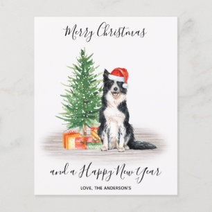 Budget Border Collie Dog Merry Kerstmis Kaart