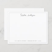Budget Border Girly Script Name Address Note Card (Voorkant / Achterkant)