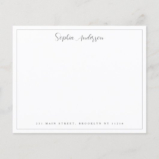 Budget Border Girly Script Name Address Note Card (Voorkant)