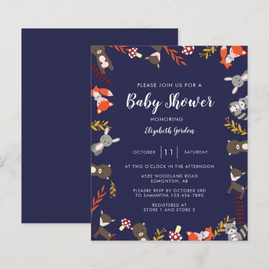 Budget Bos Baby Shower Cute Bos Neutraal (Voorkant / Achterkant)
