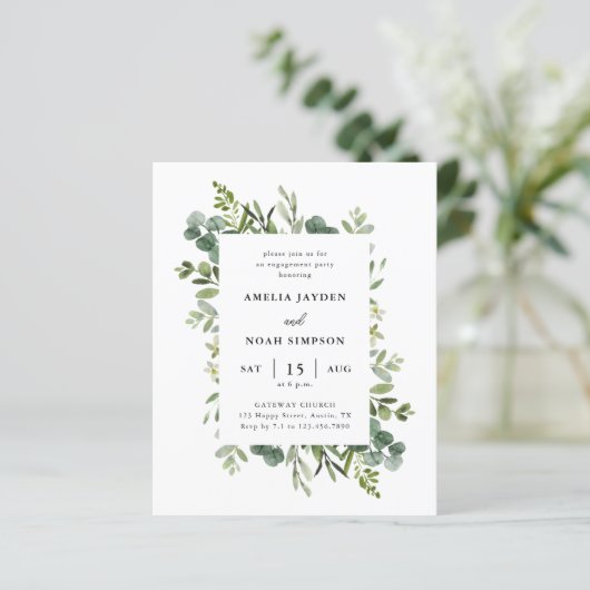 Budget Botanical Engagement Party Uitnodiging (Staand voorkant)