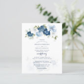 Budget Botanical Floral Dusty Blue Wedding Invite (Staand voorkant)