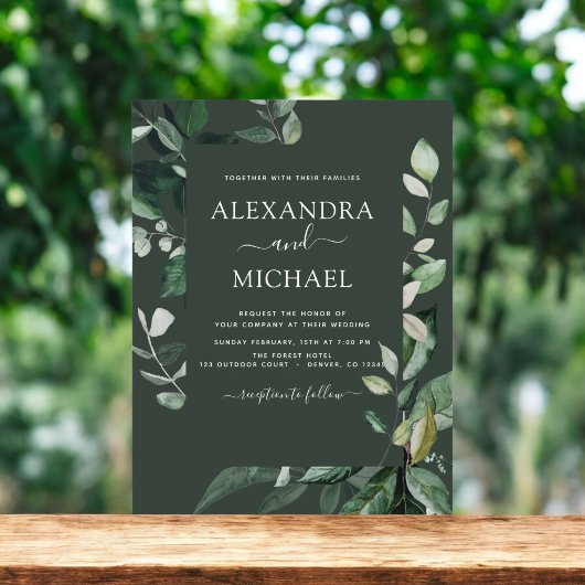 Budget Botanical Greenery Emerald Green Wedding Flyer