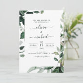Budget Botanical Greenery Foliage Wedding Flyer Kaart (Staand voorkant)