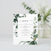 Budget Botanical Greenery Foliage Wedding Menu (Staand voorkant)