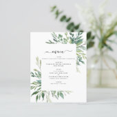 Budget Botanical Greenery Foliage Wedding Menu (Staand voorkant)