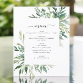 Budget Botanical Greenery Foliage Wedding Menu