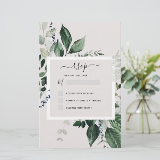 Budget Botanical Greenery RSVP Uitnodiging (Staand voorkant)