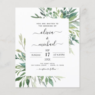 Budget Botanical Greenery Wedding Flyer