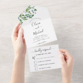 Budget Botanical Greenery Wedding RSVP All In One Uitnodiging (Afscheurbaar)