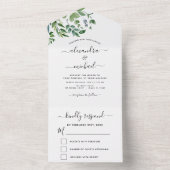 Budget Botanical Greenery Wedding RSVP All In One Uitnodiging (Binnen)