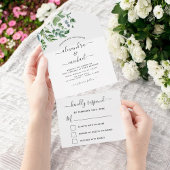 Budget Botanical Greenery Wedding RSVP All In One Uitnodiging