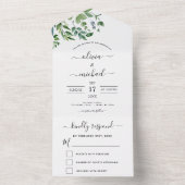 Budget Botanical Greenery Wedding RSVP All In One Uitnodiging (Binnen)