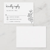BUDGET Botanical Script Simple Wedding RSVP Kaart Notitiekaartje (Voorkant / Achterkant)