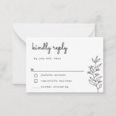 BUDGET Botanical Script Simple Wedding RSVP Kaart Notitiekaartje (Voorkant)