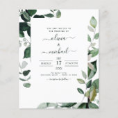 Budget Botanisch Groene Bladwijze Trouwfeest Flyer (Voorkant)