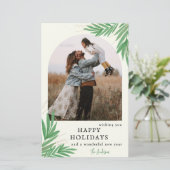 Budget Botanische Arch Greenery Foto Holiday Card (Staand voorkant)