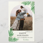 Budget Botanische Arch Greenery Foto Holiday Card (Voorkant)