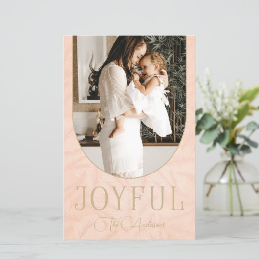 Budget Botanische Arch Joyful Photo Holiday Card (Staand voorkant)