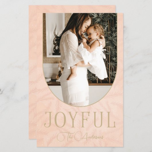 Budget Botanische Arch Joyful Photo Holiday Card (Voorkant / Achterkant)