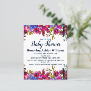 Budget Botanische Bloemen Baby shower Invitation
