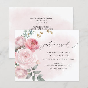 Budget Botanische Blush Bloemen Bruiloft Aankondig