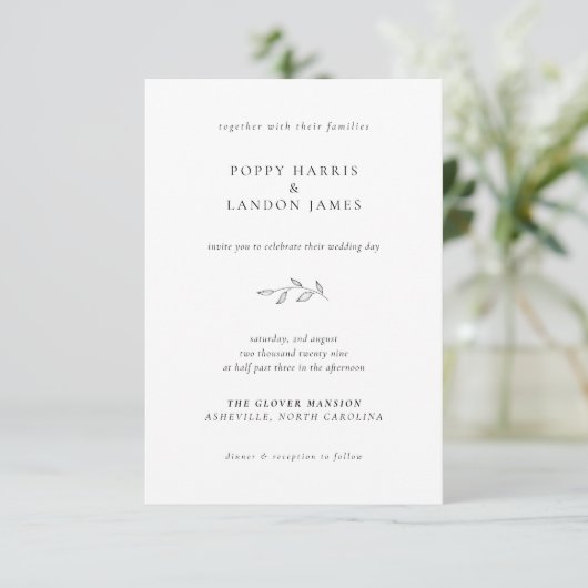 BUDGET Botanische bruiloft uitnodiging (Staand voorkant)