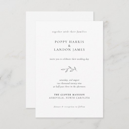 BUDGET Botanische bruiloft uitnodiging (Voorkant / Achterkant)