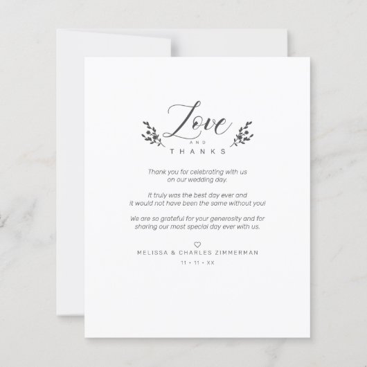 Budget Botanische Elegant Love & Bedankt Weddensch (Achterkant)