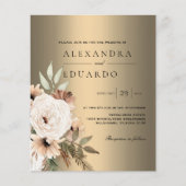 Budget Botanische Elegantie Gouden Bruiloft Uitnod Flyer (Voorkant)