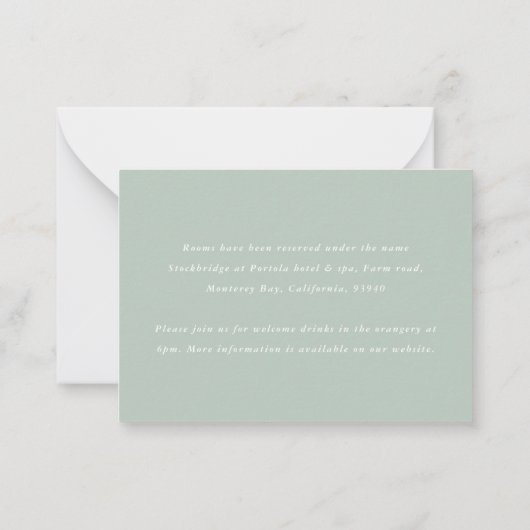 budget botanische eucalyptus huwelijksdetails notitiekaartje (Achterkant)