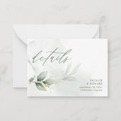 budget botanische eucalyptus huwelijksdetails notitiekaartje (Voorkant)