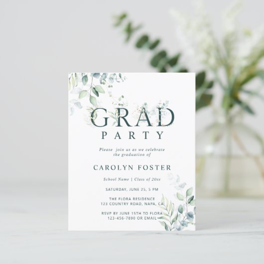 Budget Botanische GraduPartij Fotouitnodiging (Staand voorkant)