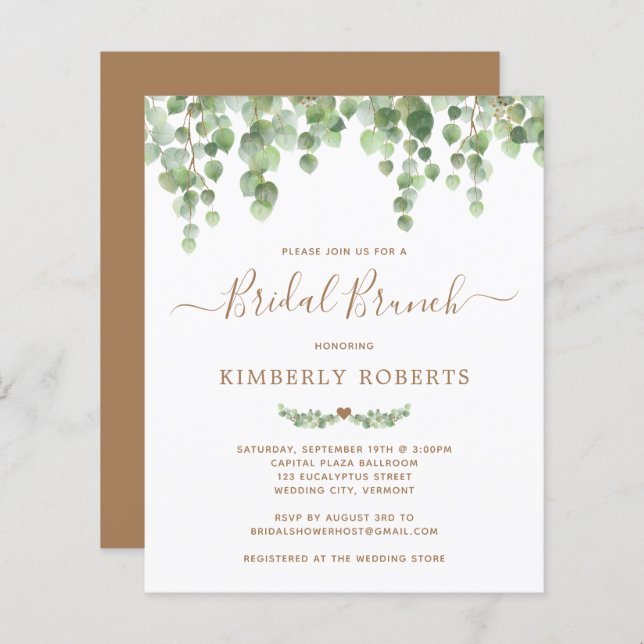 Budget Botanische Greenery Bridal Shower (Voorkant / Achterkant)