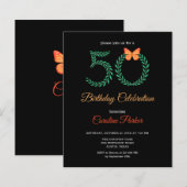 Budget Botanische groen 50e verjaardag uitnodiging (Voorkant / Achterkant)