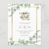 Budget Botanische Groene Goud Bruiloft Uitnodiging (Voorkant)