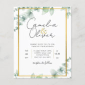 Budget Botanische Groene Goud Bruiloft Uitnodiging (Voorkant)