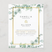Budget Botanische Groene Gouden Trouw Uitnodiginge (Voorkant)