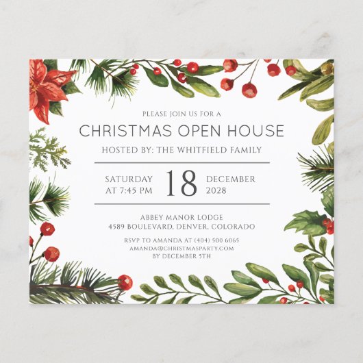 Budget Botanische Kerstfeestdag Uitnodiging Flyer (Voorkant)