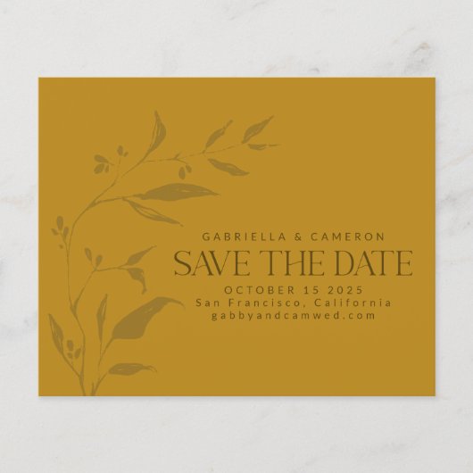 Budget Botanische Kunst Gele Boho Bewaar de Datum (Voorkant)